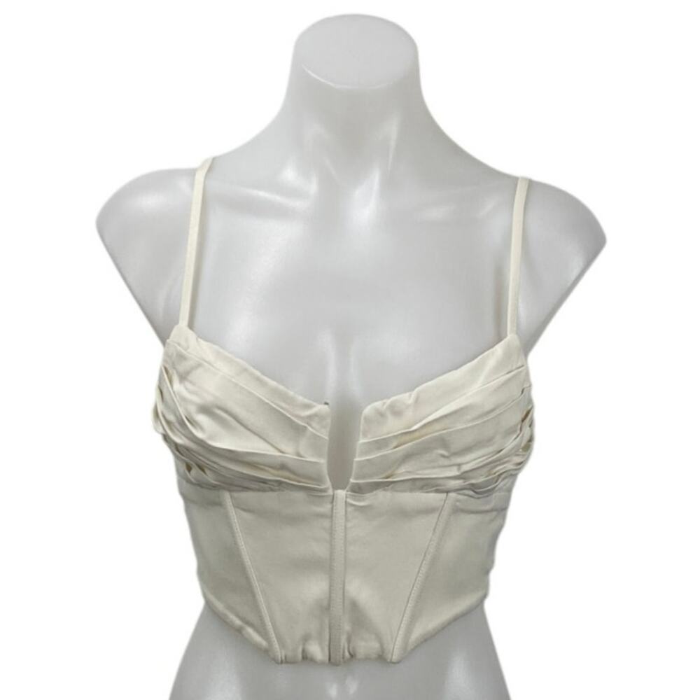 Princess Polly Beige Sleeveless Cami Pleated Bustier Corset Crop Top Size S